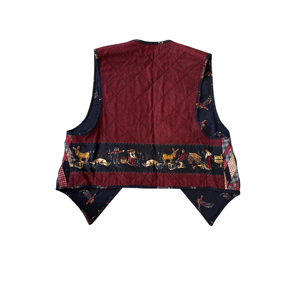 Unbranded Quilted Harvest Patchwork Vest Womens med Multicolor Good Folk Art - Picture 2 of 4